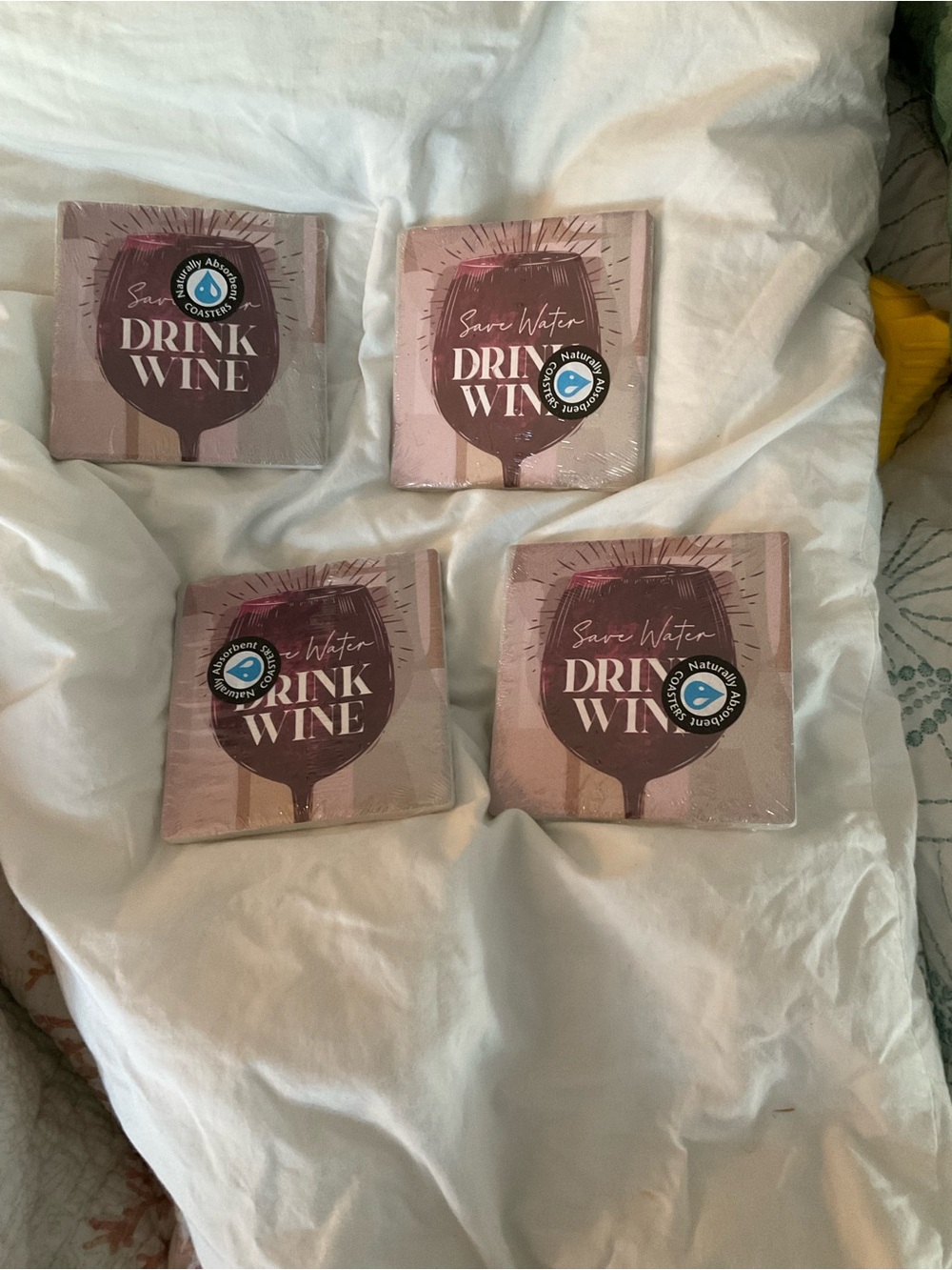 Four Coasters-Save Water Drink Wine